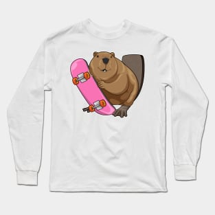Beaver Skater Skateboard Long Sleeve T-Shirt